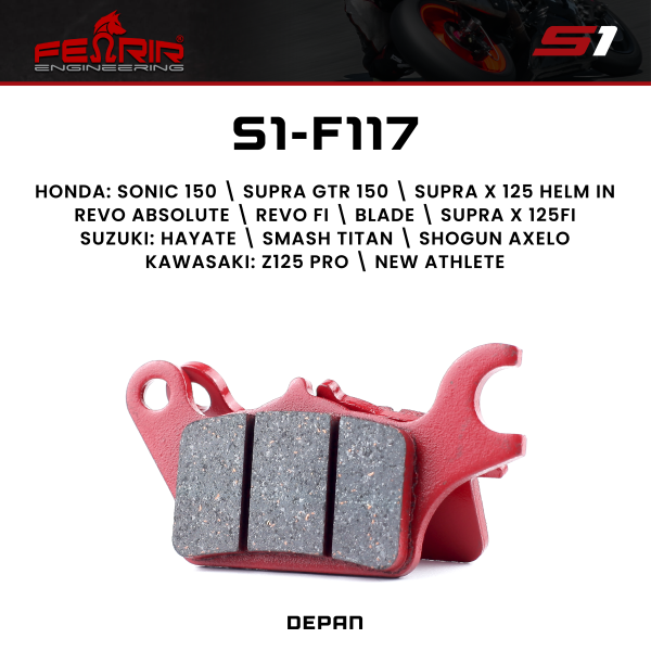 Kampas Rem Depan Fenrir Supra X 125 Fi Helm In Revo Absolute Blade Hayate Supra GTR Sonic 150 S1-F117
