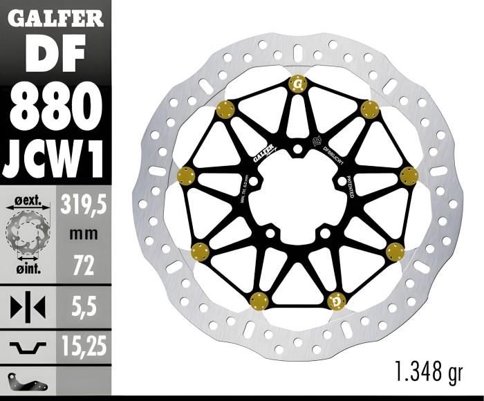 Disc Brake Galfer Floatech Depan Ducati 848/V2 319.5mm Disc Wave