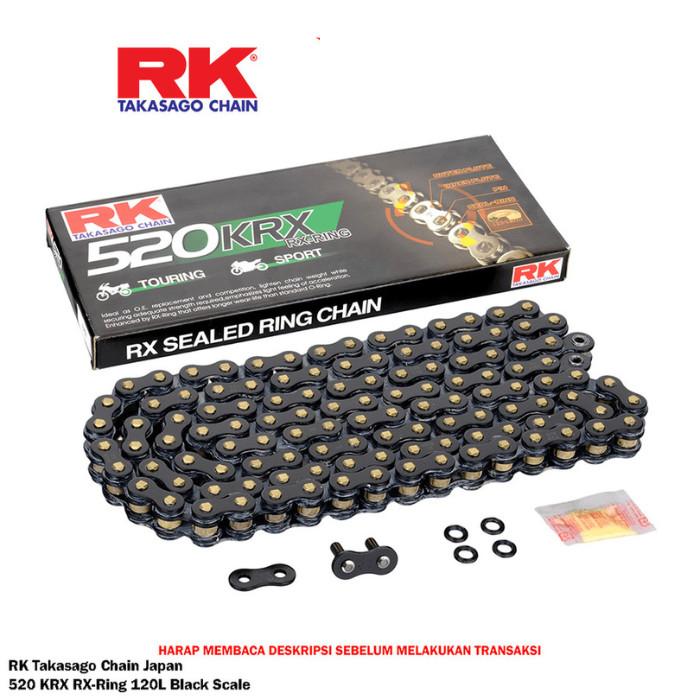 Rantai Motor RK Chain 520-120L KRX RX Ring Black Ninja 250 Z250 MT25