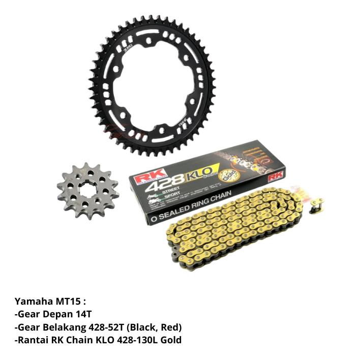 Paket Gear Gir Set Depan Belakang Rantai Yamaha MT15 MT15 Ukuran Standar
