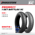 Bridgestone Battlax SC Set Depan Belakang Ban Motor Yamaha Nmax Upsize 120/70-13 & 140/70-13 Front Rear